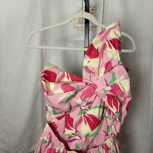 Pink Floral One-Shoulder Dress